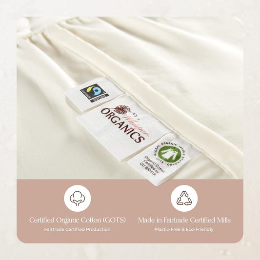 100% Cotton Organic Mattress Pad - Breathable & Cooling Mattress Protector King Size - Premium 300GSM Quilted and Noiseless Machine Washable Organic Mattress Protector (Ivory, King)